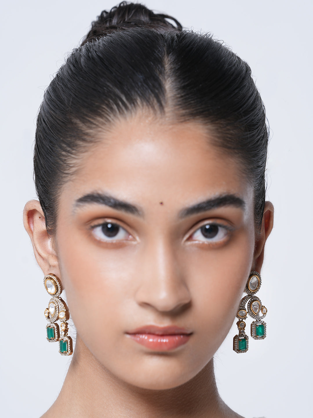 Designer Green Colored Moissanite Earrings