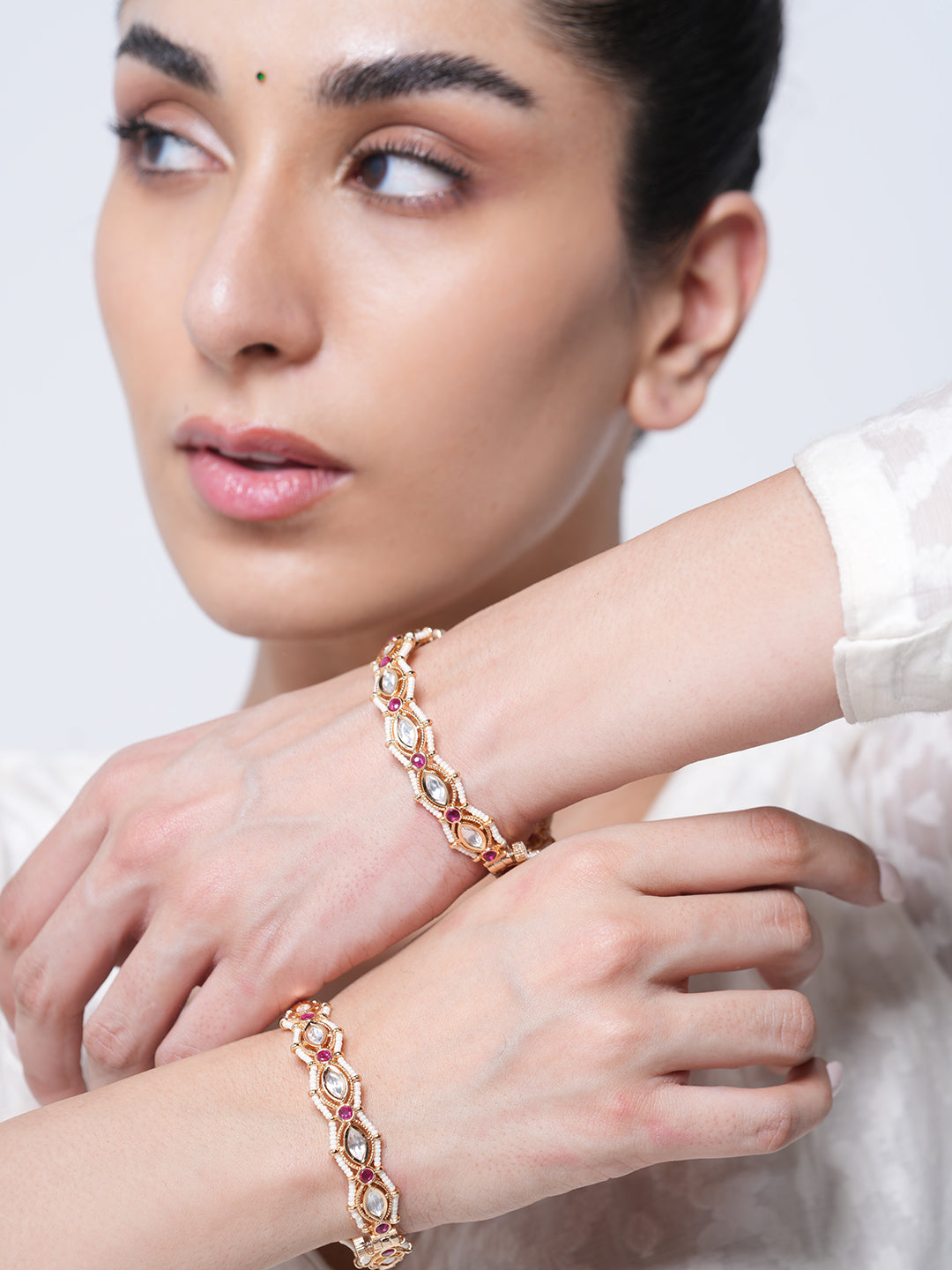 Pink Kundan Bangles