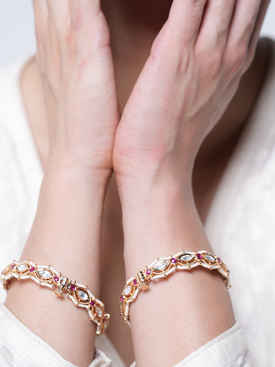 Pink Kundan Bangles