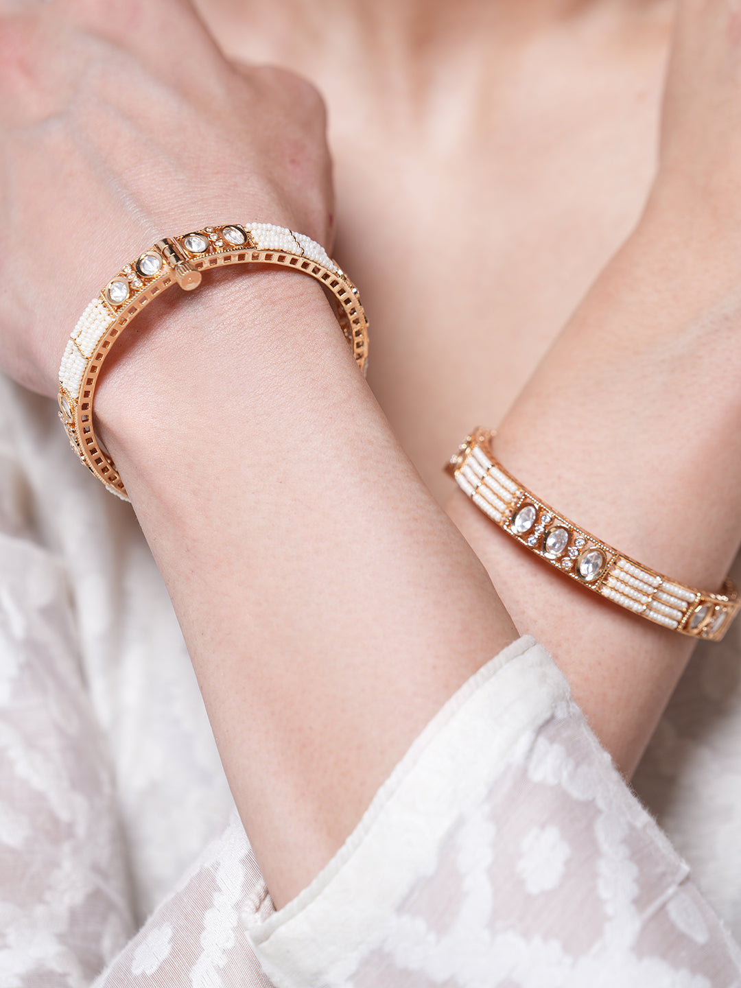 Kundan Bangles with white stones