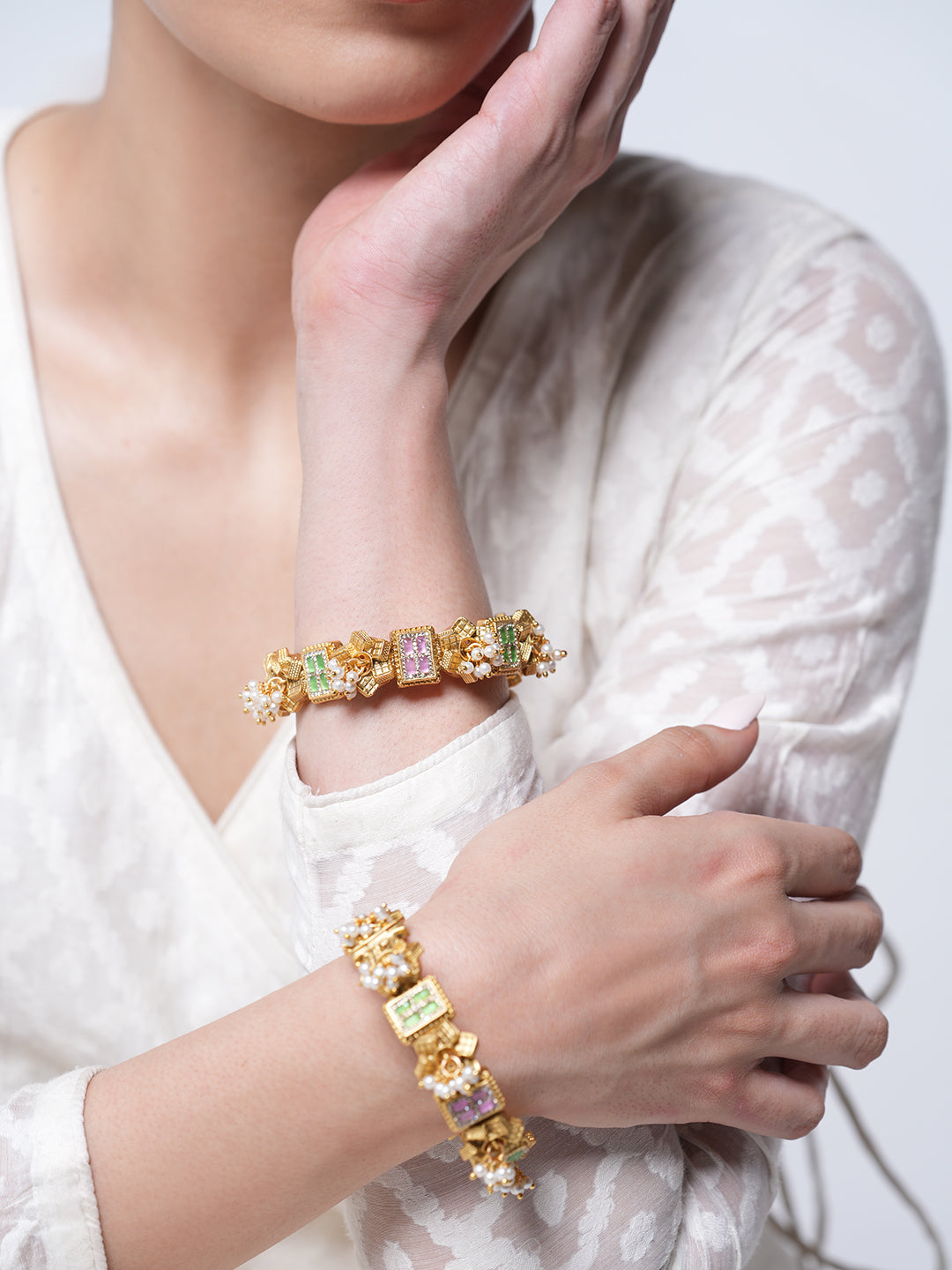 Pink Green Designer Bangles