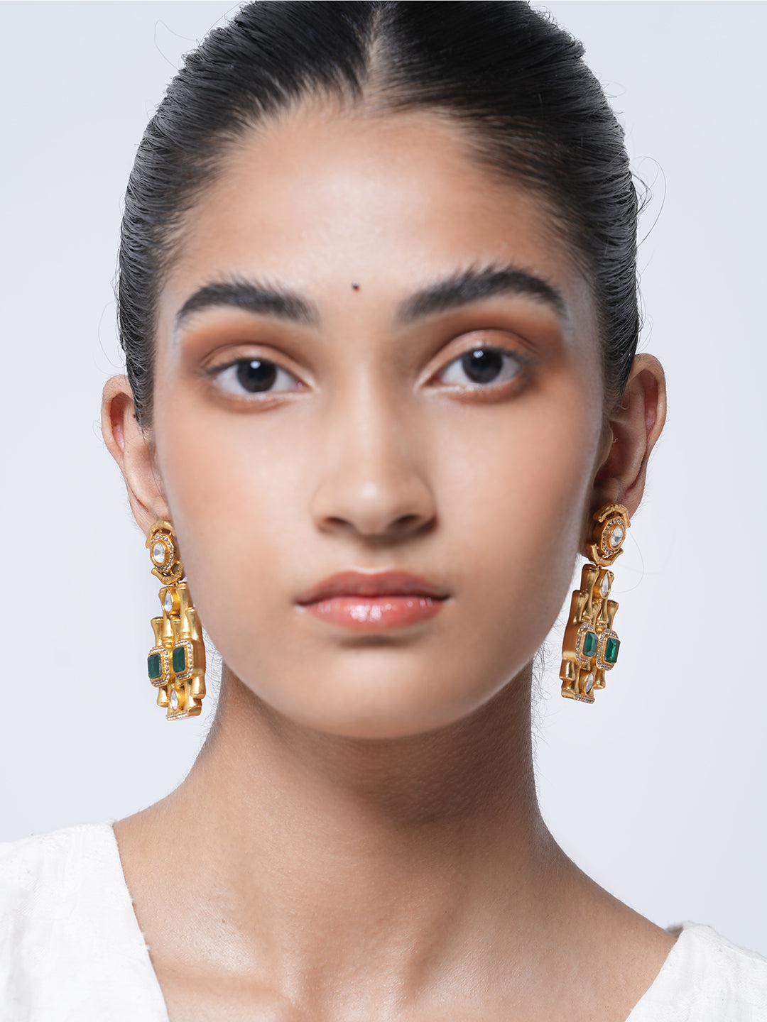 Green Bamboo Design Earrings