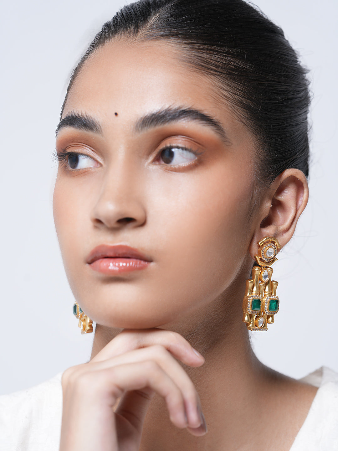 Green Bamboo Design Earrings