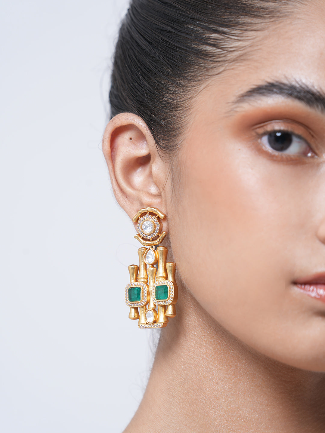 Green Bamboo Design Earrings