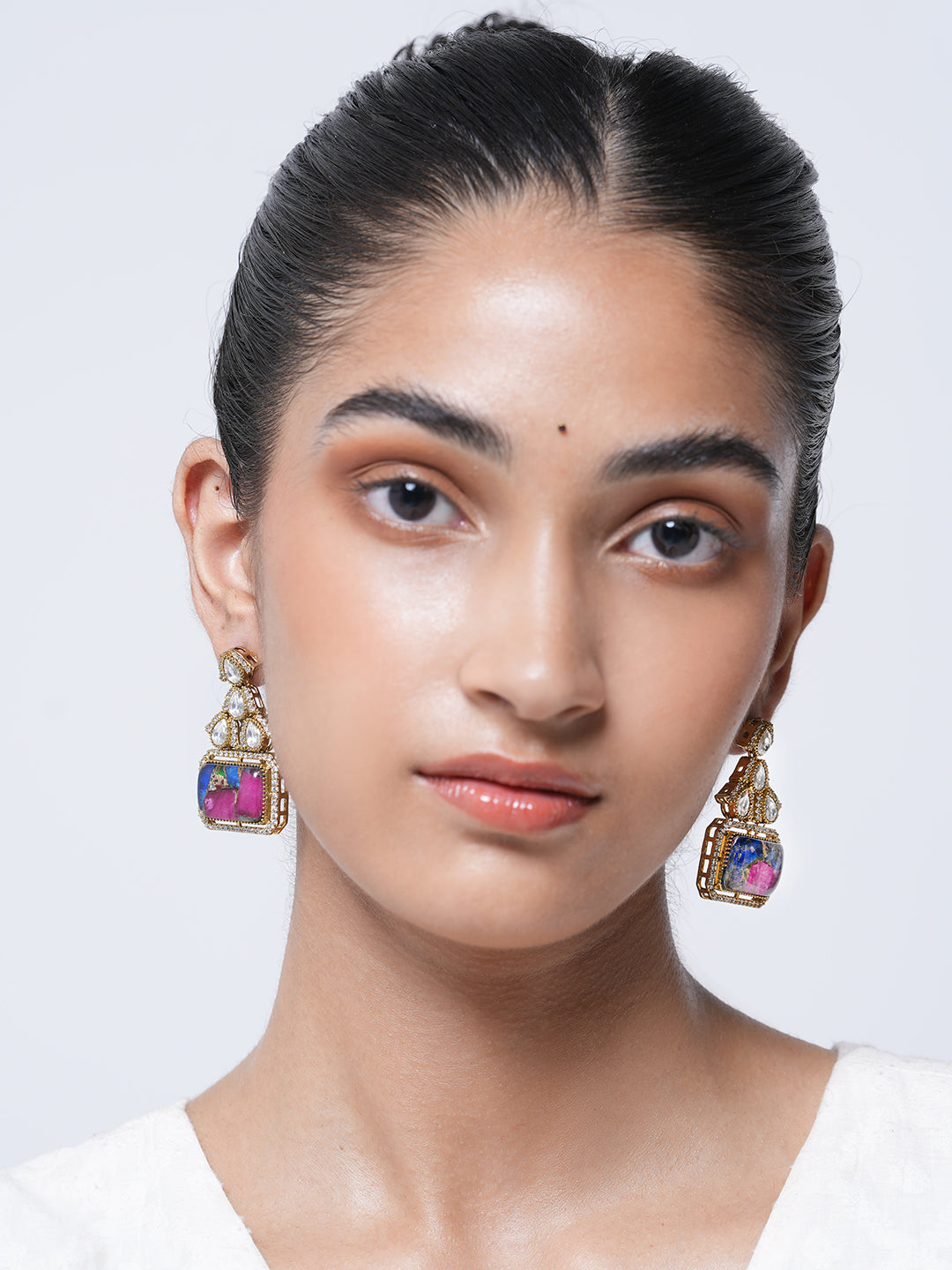 Multicolor Firestone Kundan Earrings