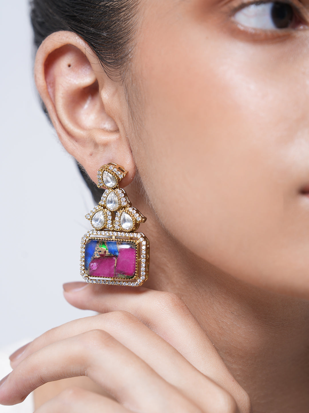 Multicolor Firestone Kundan Earrings