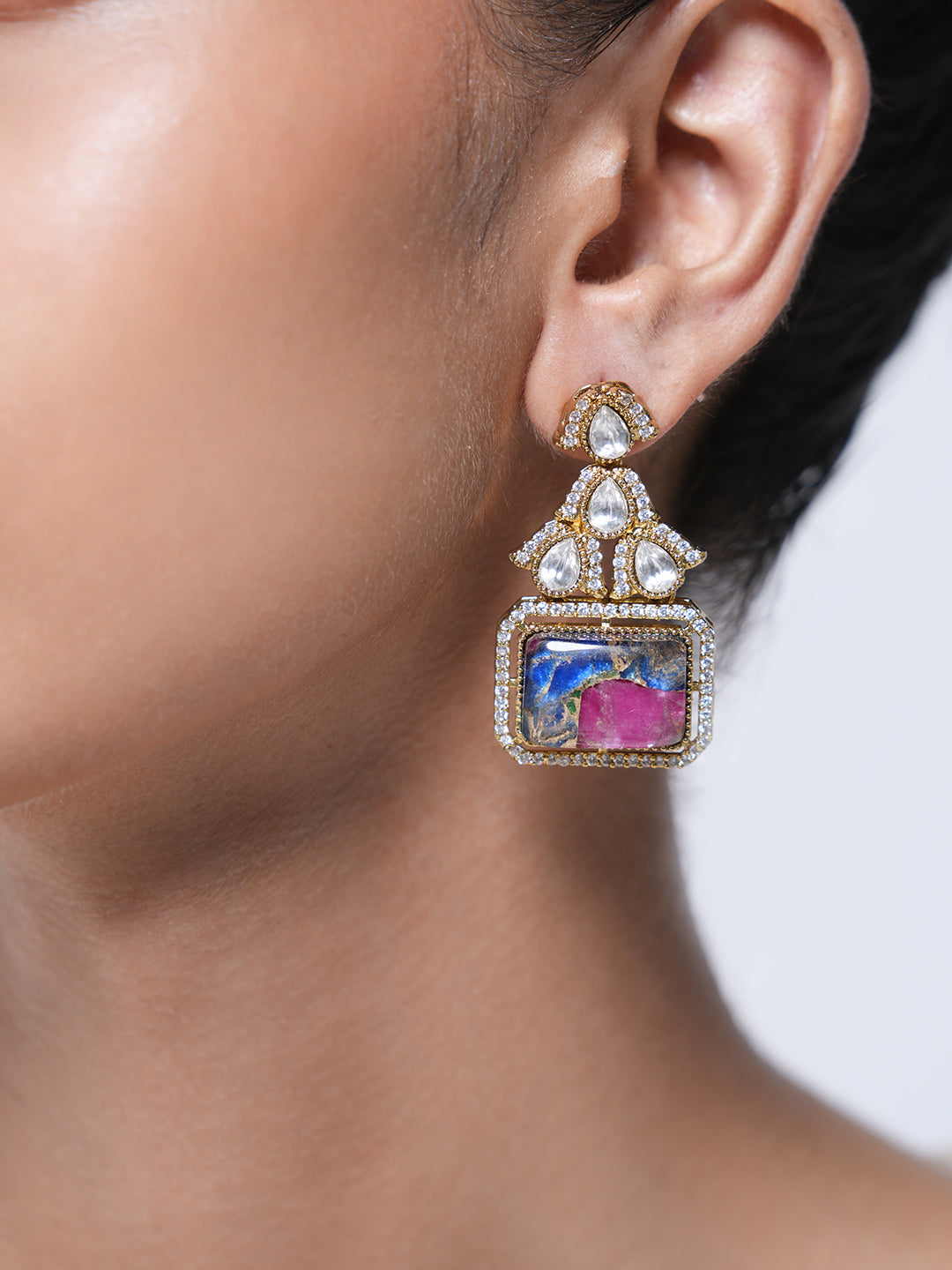 Multicolor Firestone Kundan Earrings