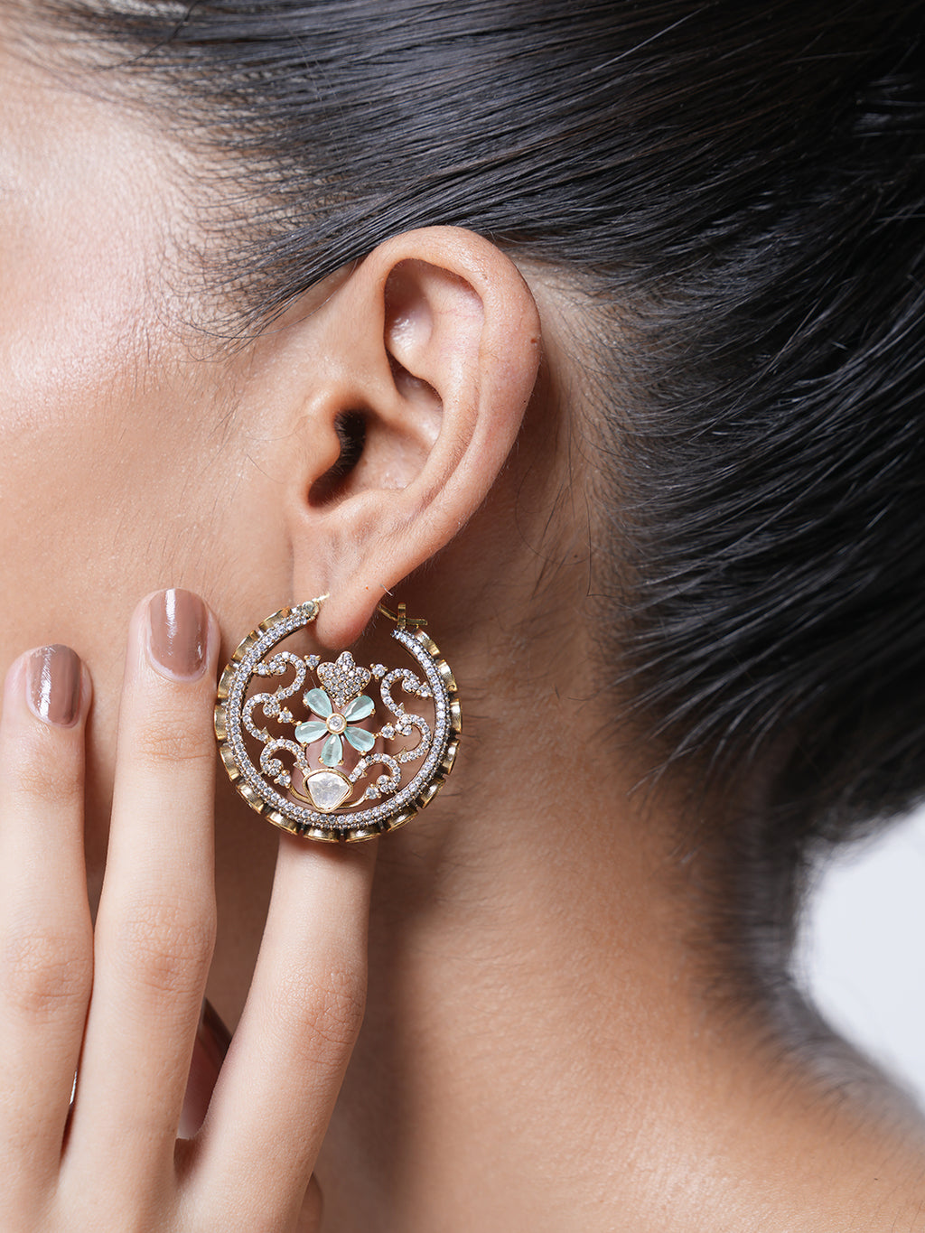 Designer Round CZ Earrings