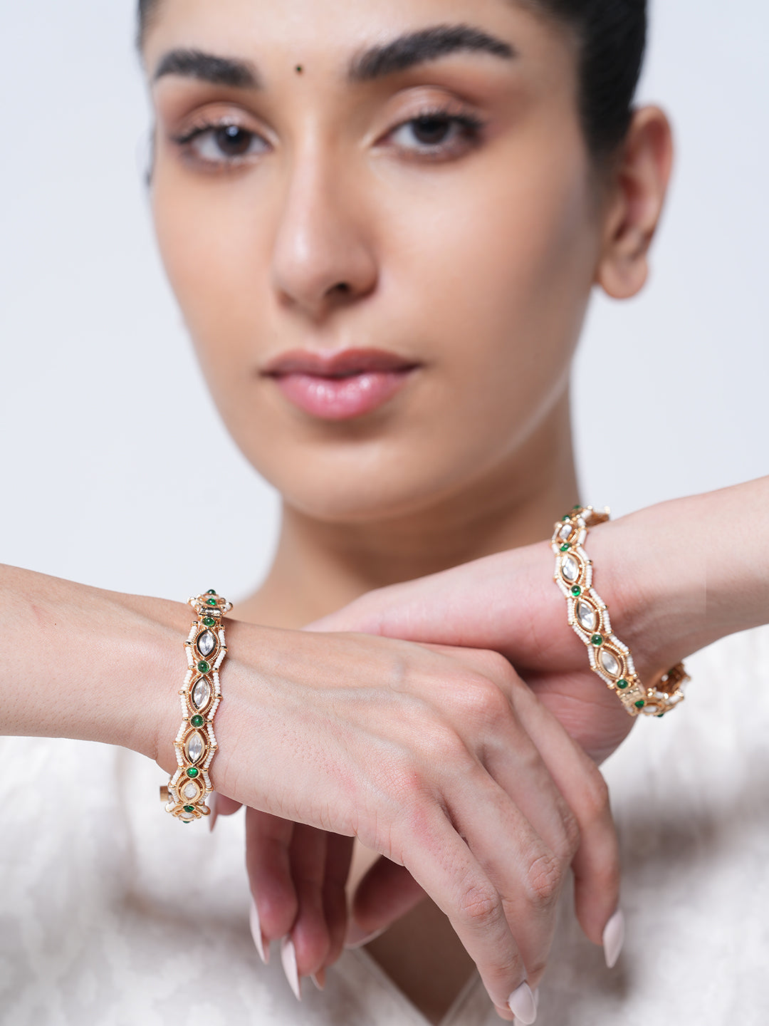 Green Kundan Bangles
