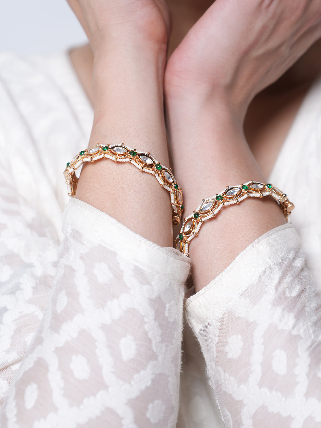 Green Kundan Bangles