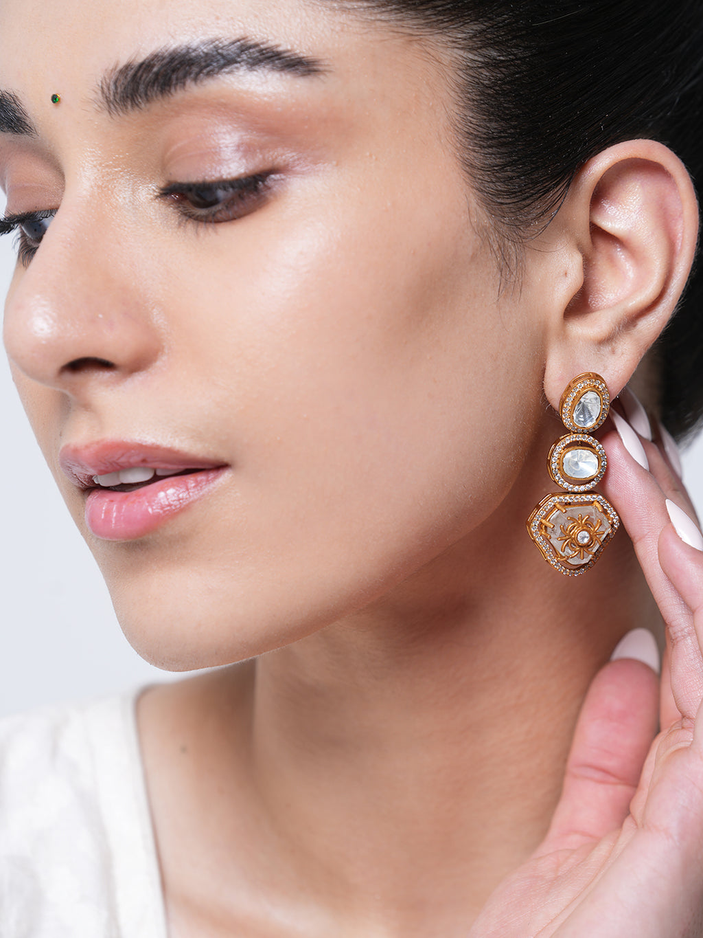 Kundan Gold Polish Earrings
