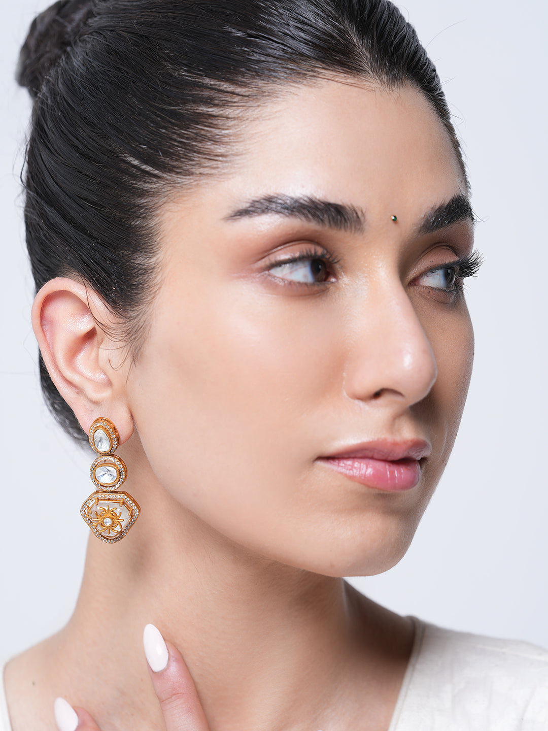 Kundan Gold Polish Earrings