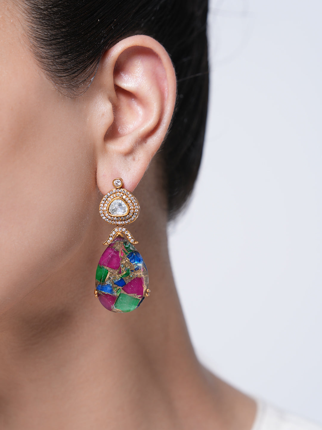Designer Multicolor Firestone Doublet Earrings