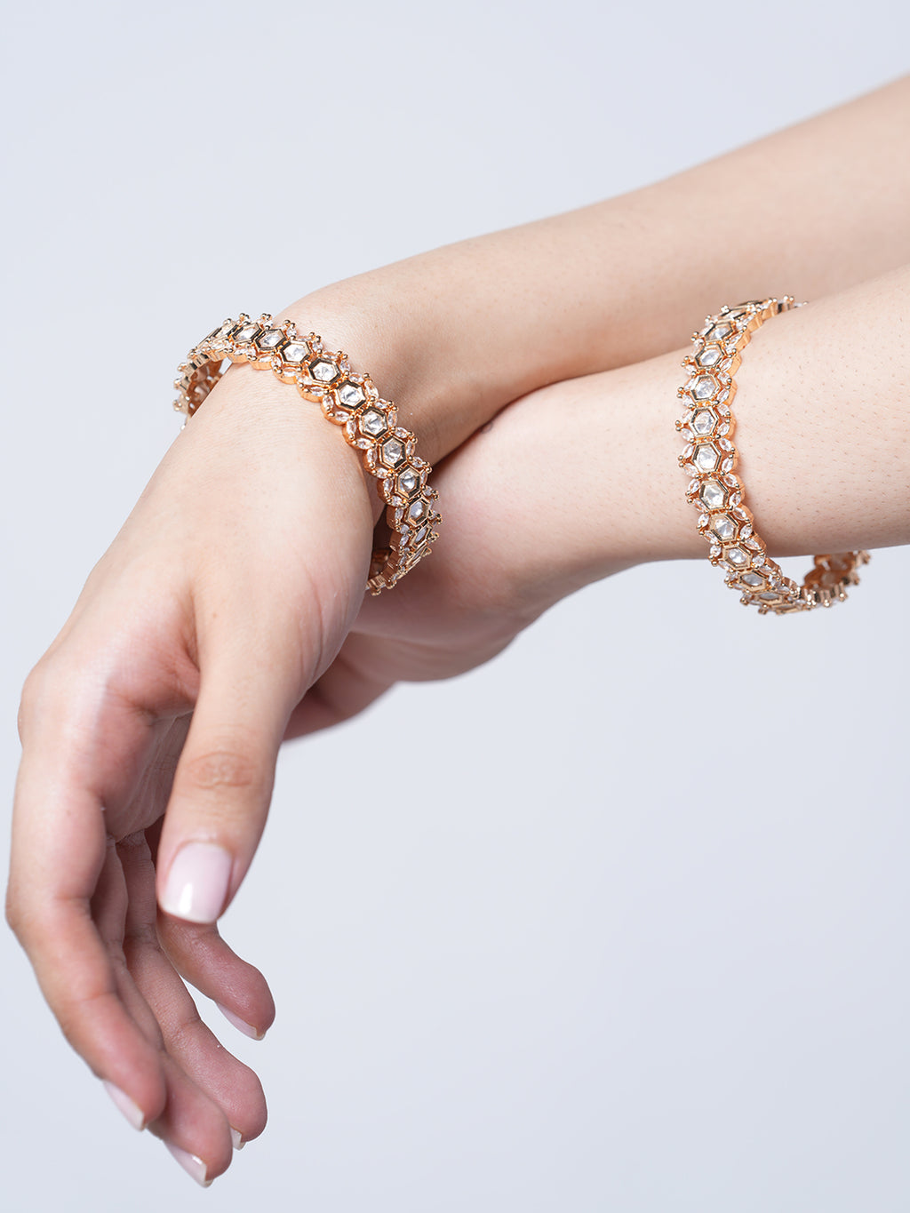 Gold Polish Kundan Bangles