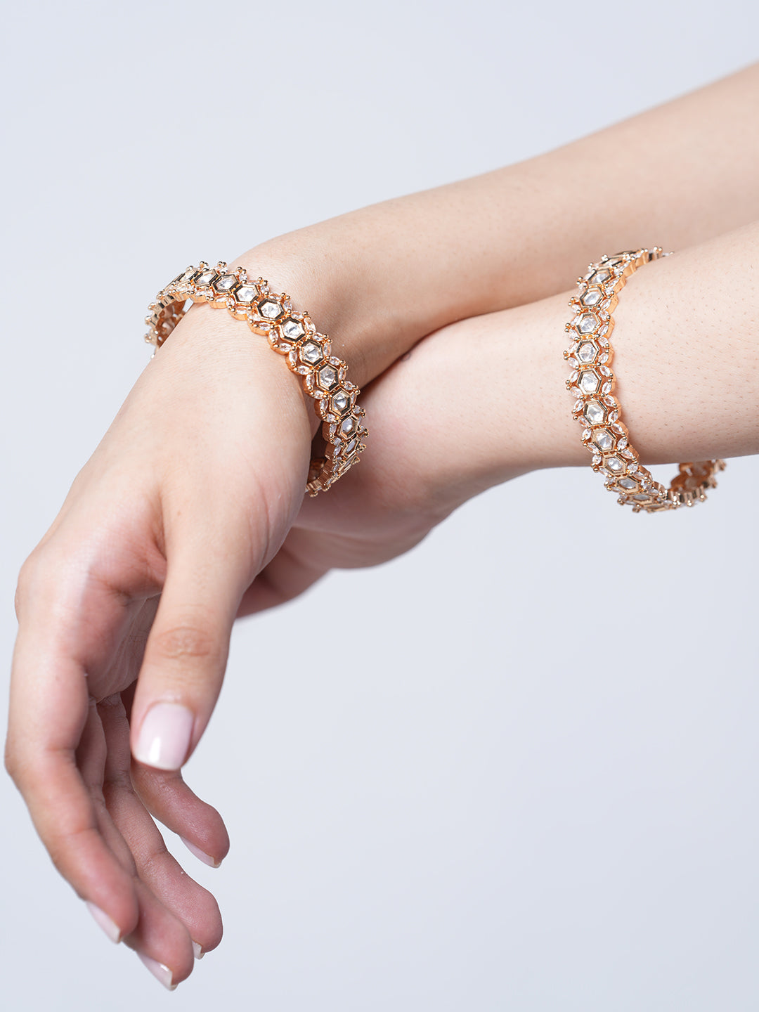 Gold Polish Kundan Bangles