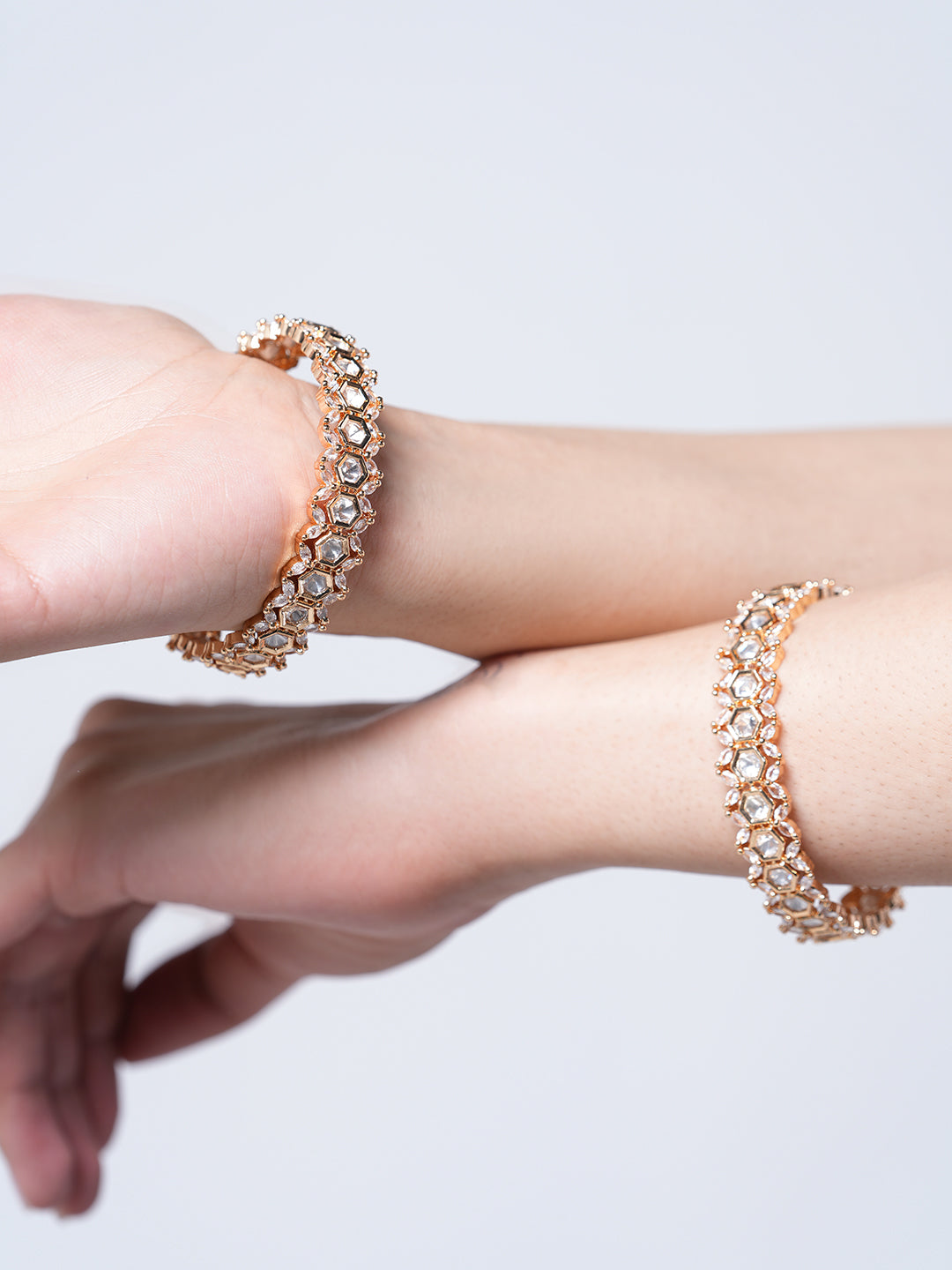 Gold Polish Kundan Bangles