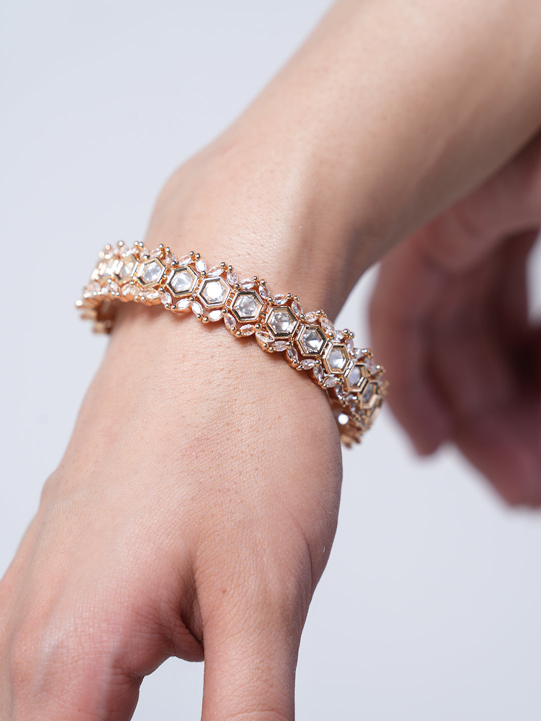 Gold Polish Kundan Bangles