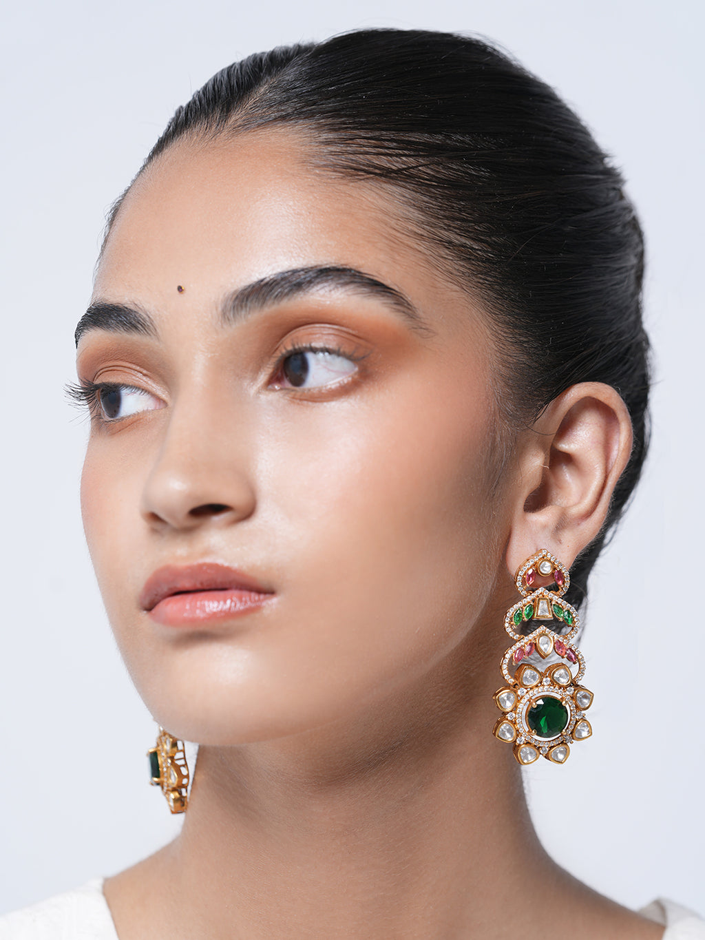 Multicolor Long Kundan Earrings