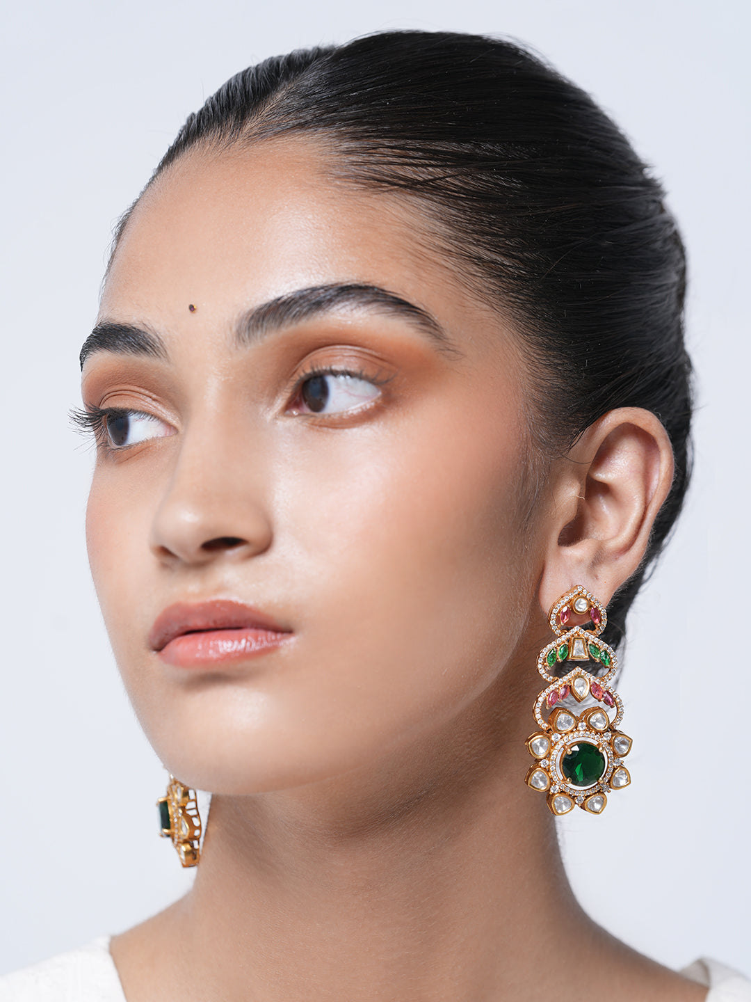 Multicolor Long Kundan Earrings