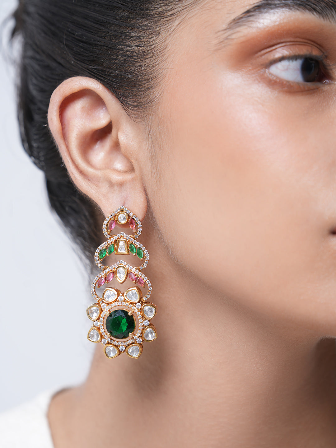 Multicolor Long Kundan Earrings