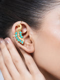 Designer Green Kundan Peacock Earcuffs