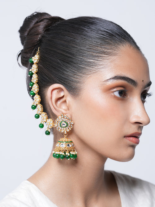 Designer Kundan Jhumki with Kaanchain