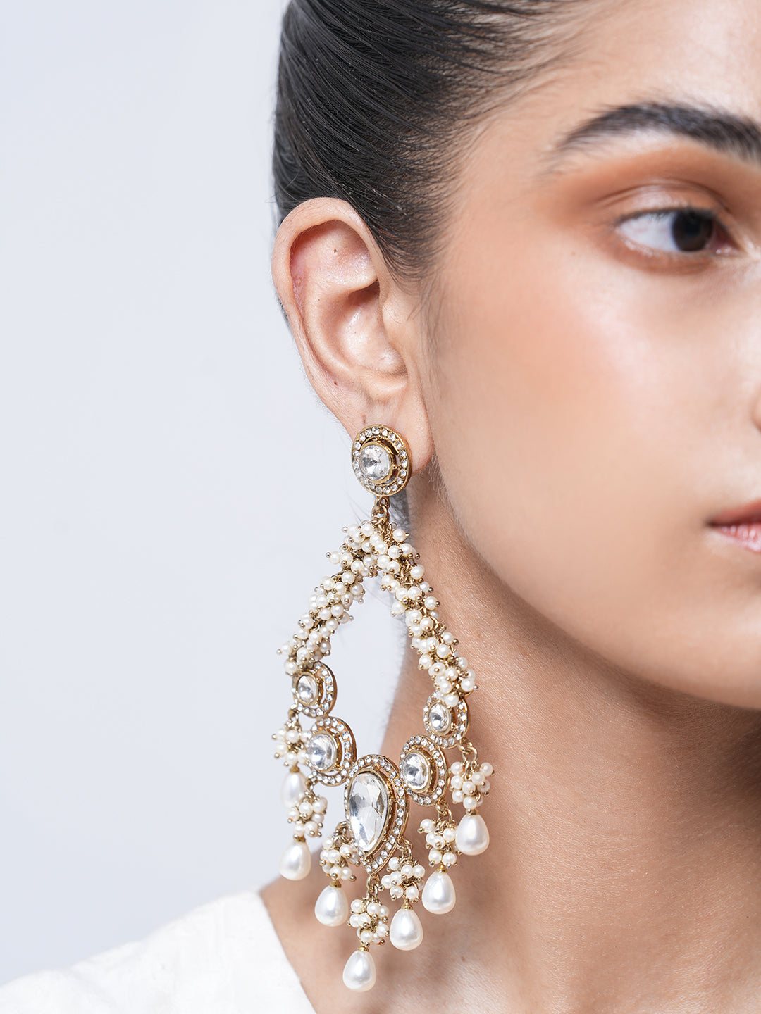 Designer Mehendi Polish Kundan Earrings