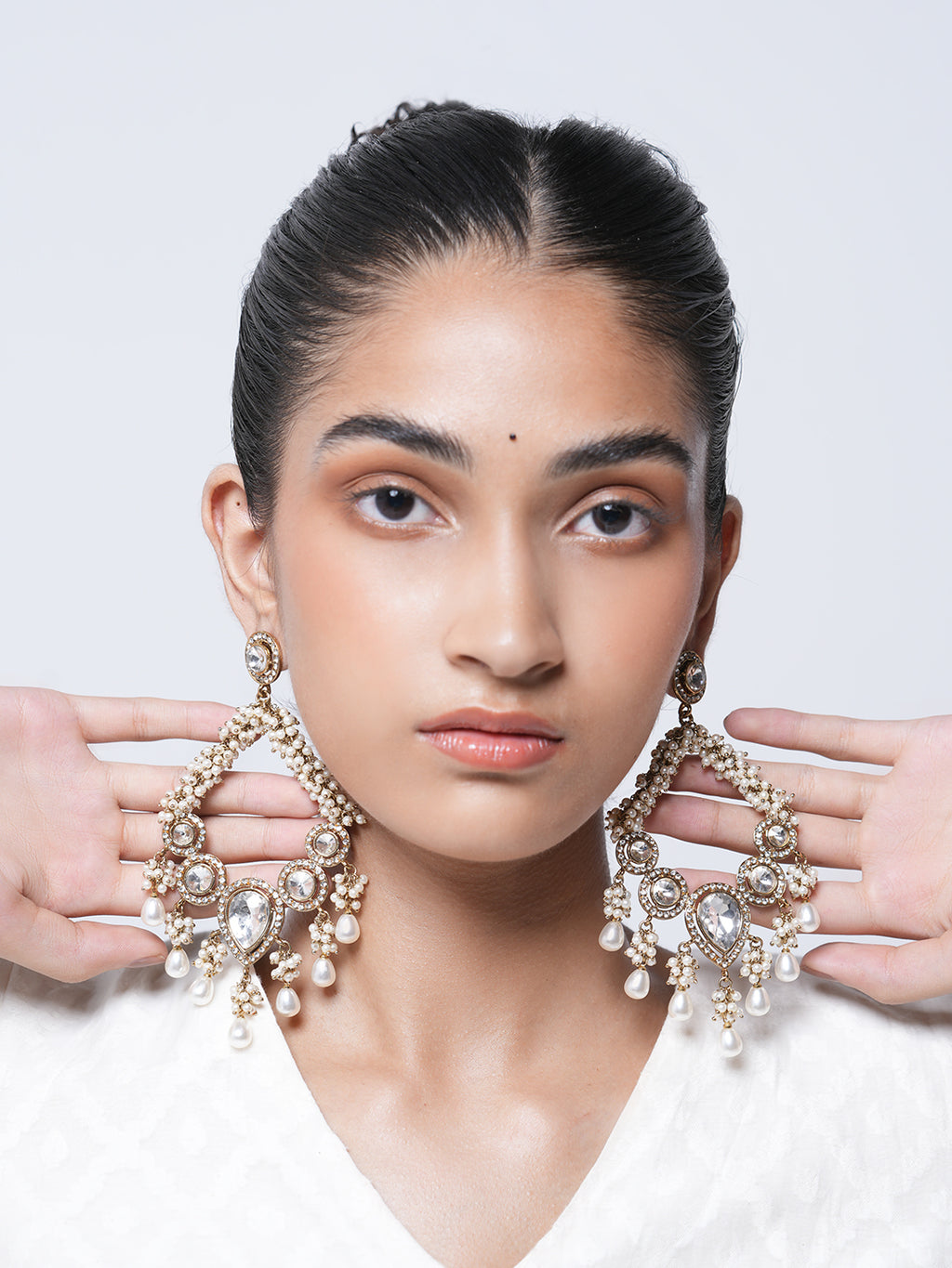 Designer Mehendi Polish Kundan Earrings