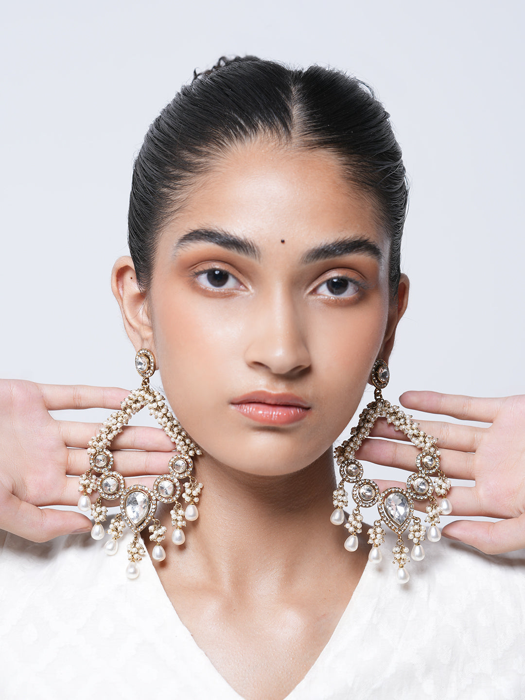 Designer Mehendi Polish Kundan Earrings