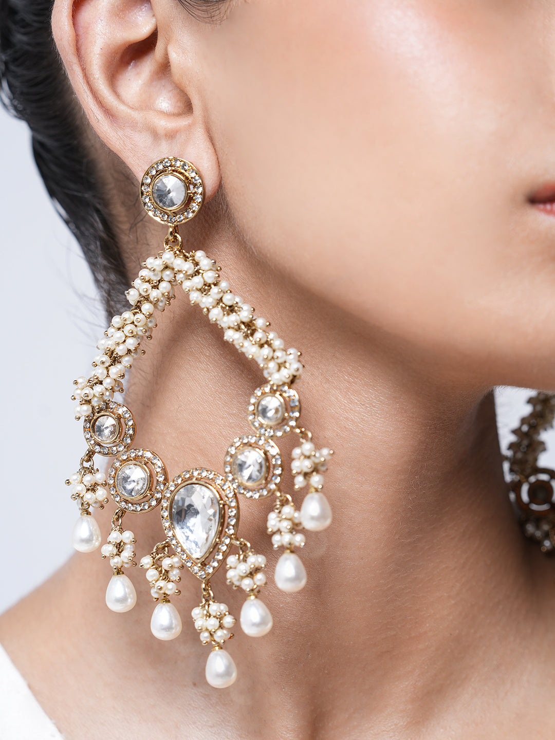Designer Mehendi Polish Kundan Earrings