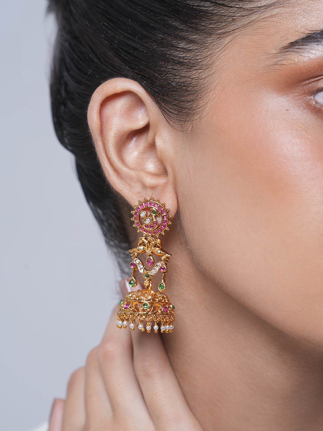 Designer Antique Jadau Jhumki