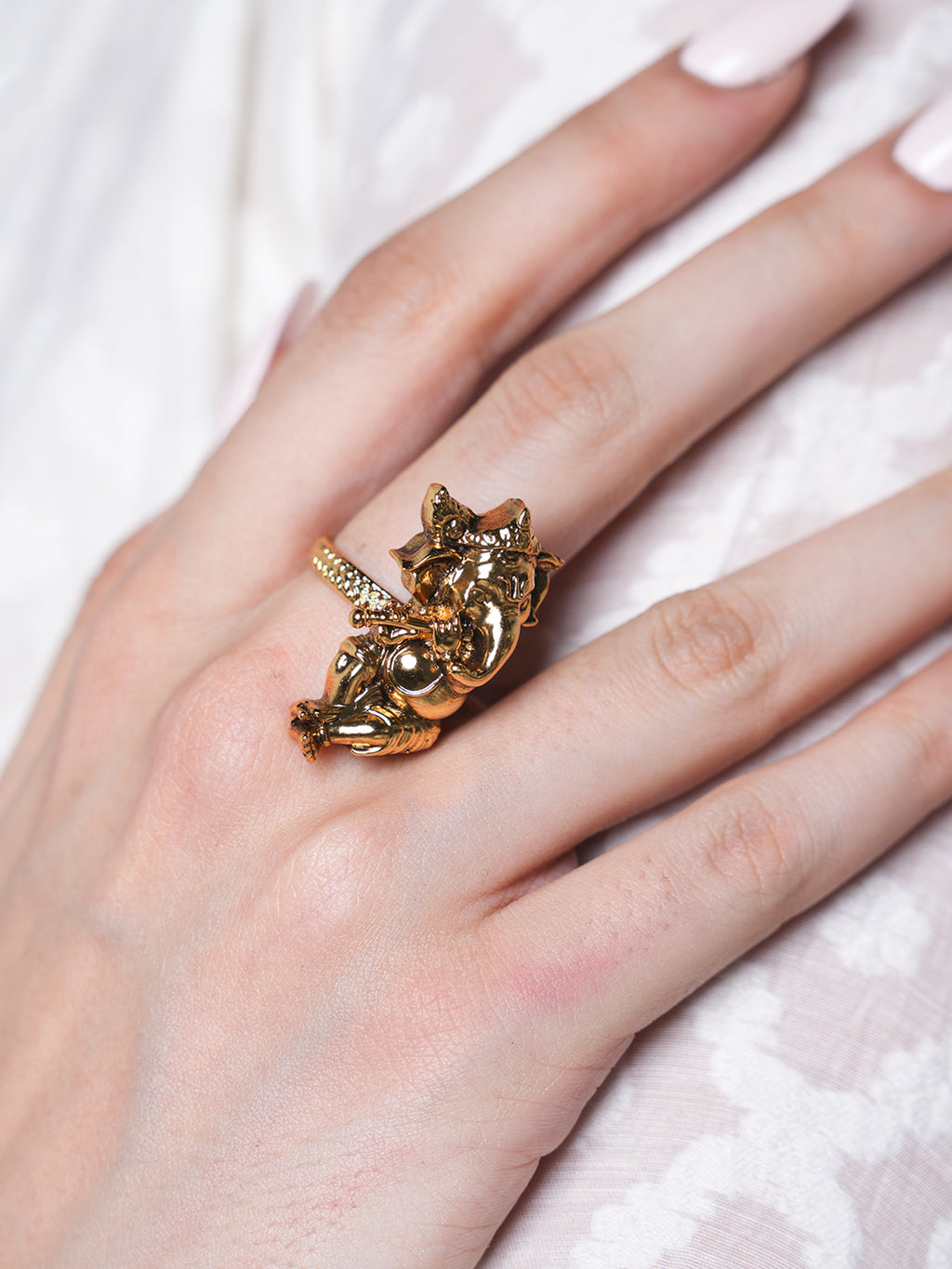 Gold Polish Antique Ganesh Ring