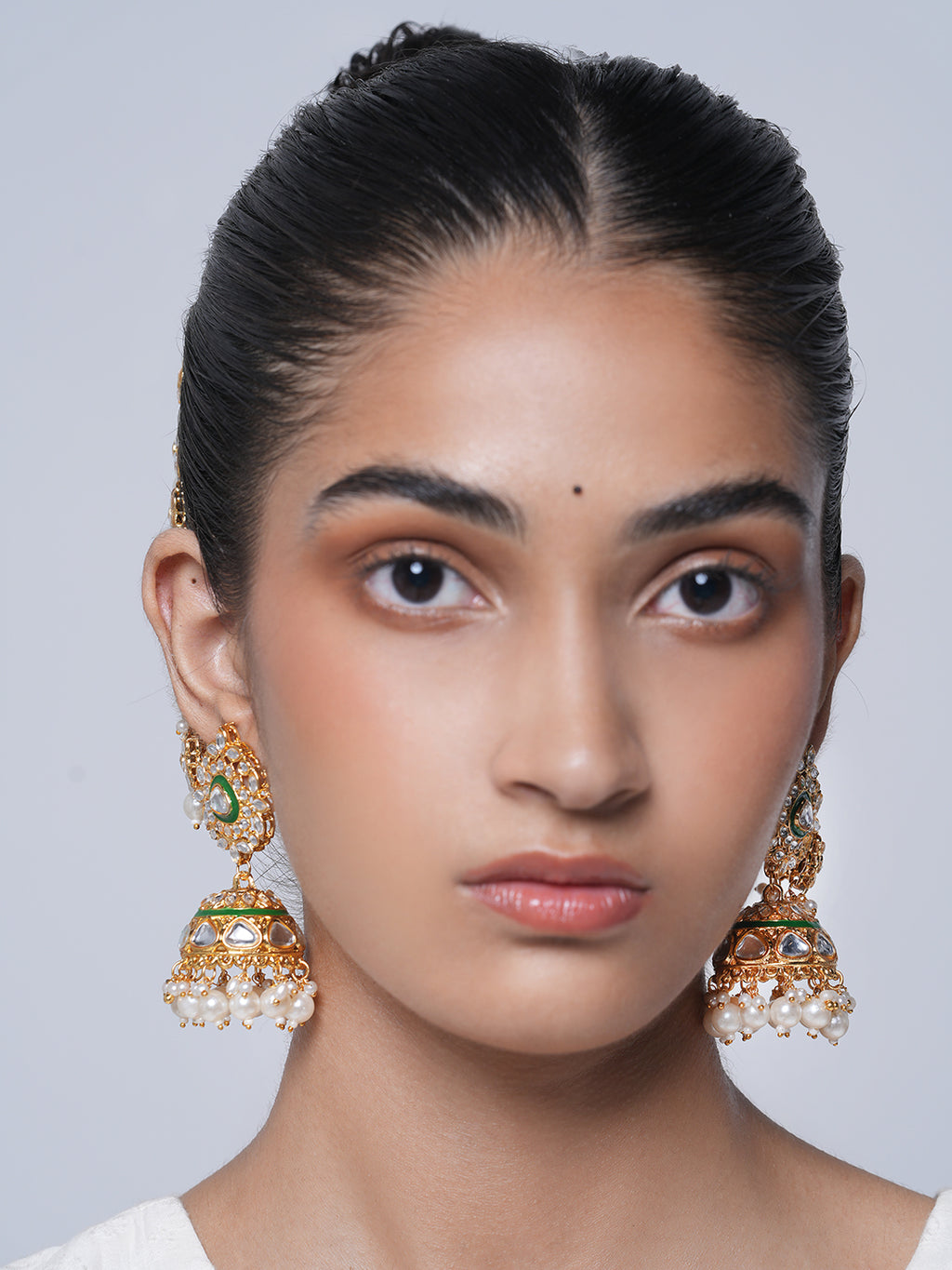 Designer Kundan Jhumki with Kaanchain