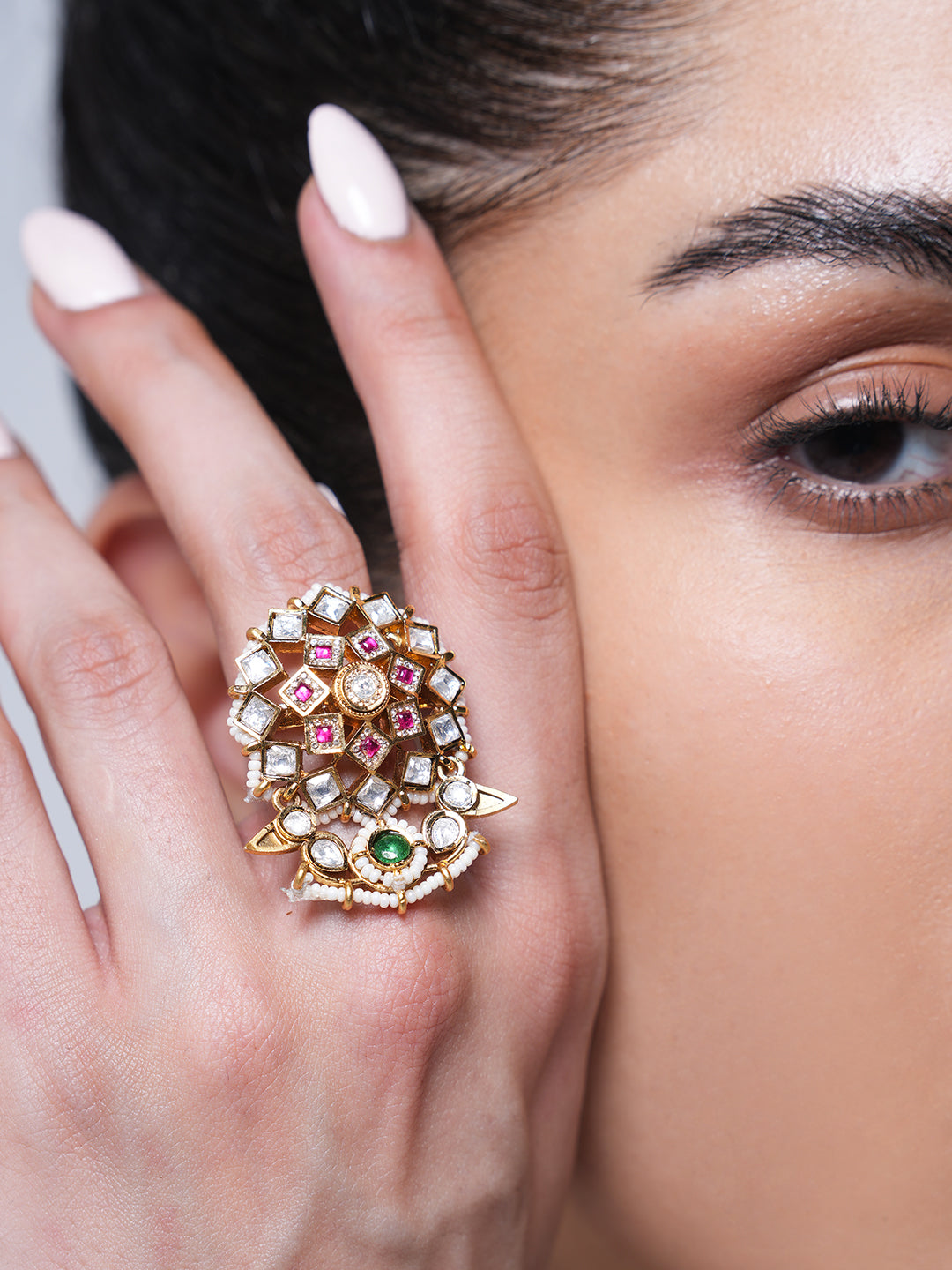 Designer CZ Gold Polish Ring