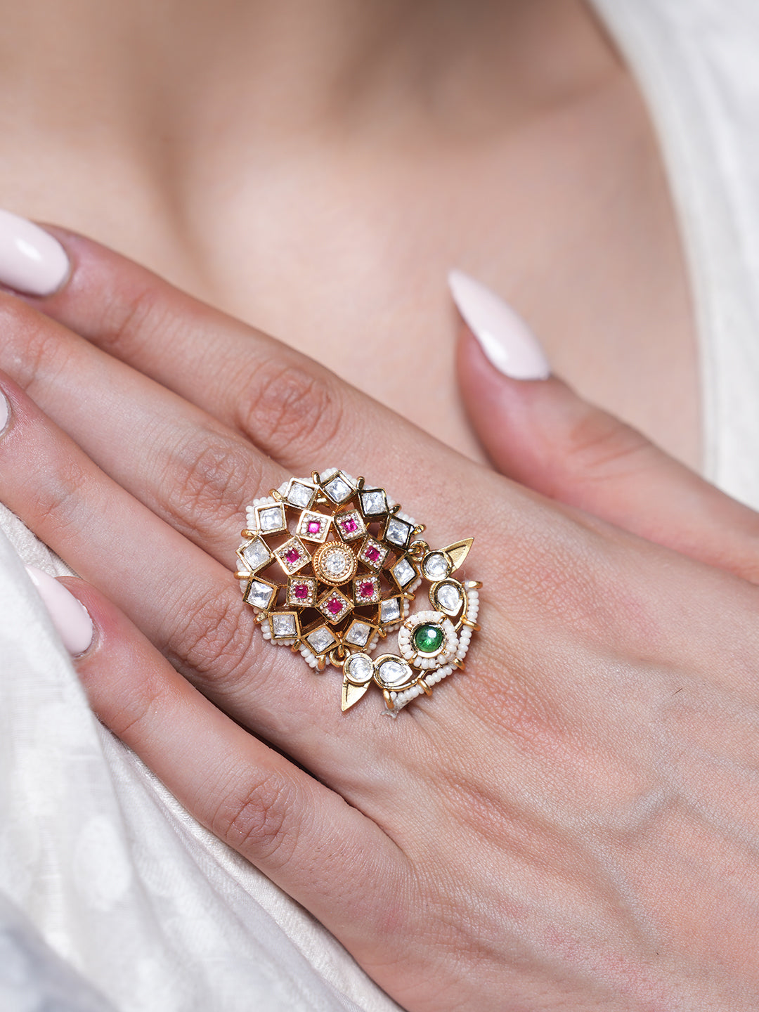 Designer CZ Gold Polish Ring