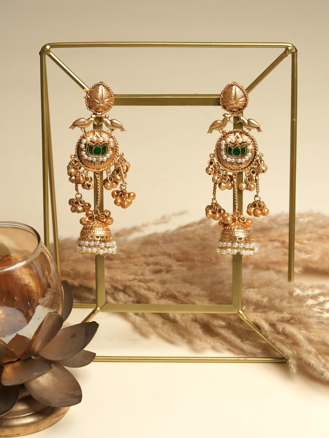 Long Peacock Design Ghungroo Jhumki