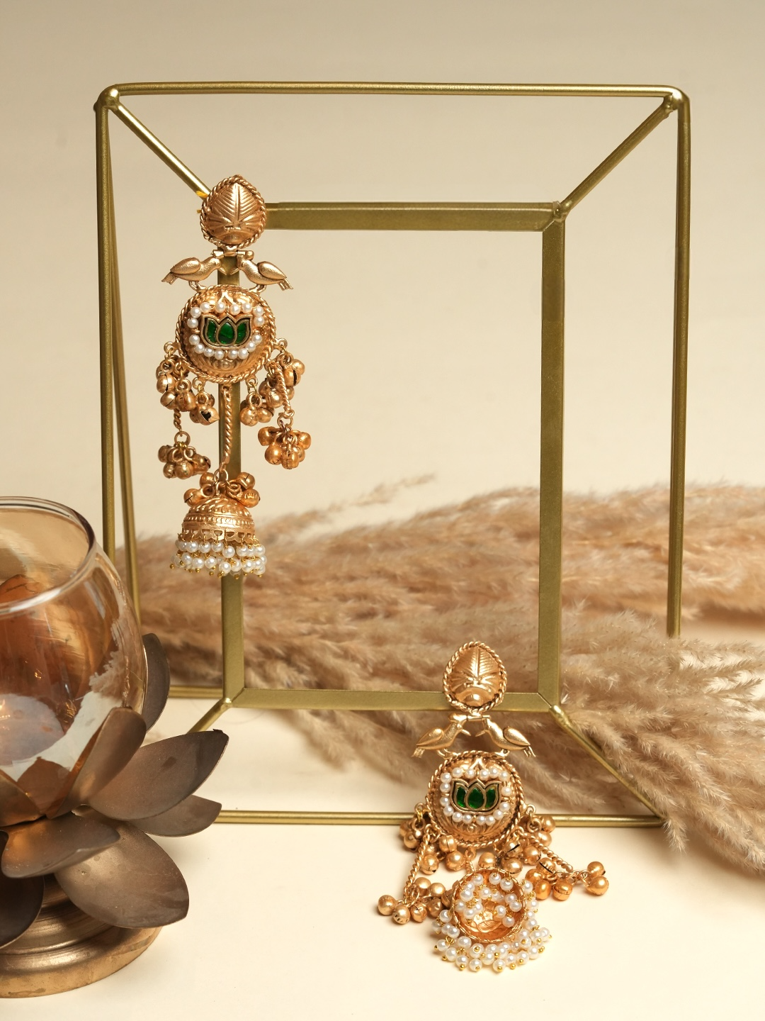 Long Peacock Design Ghungroo Jhumki