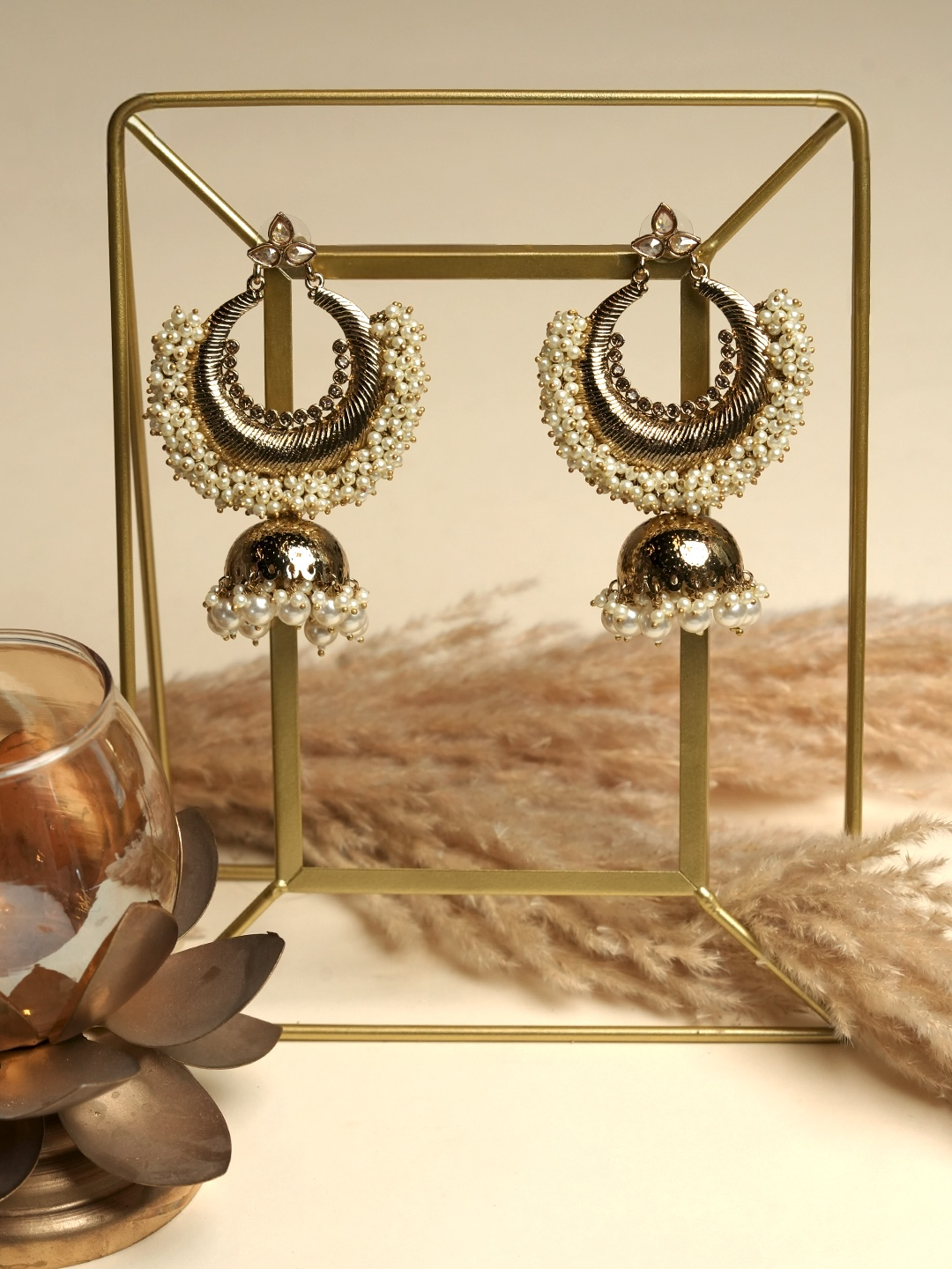 Golden Jhumki Style Earrings