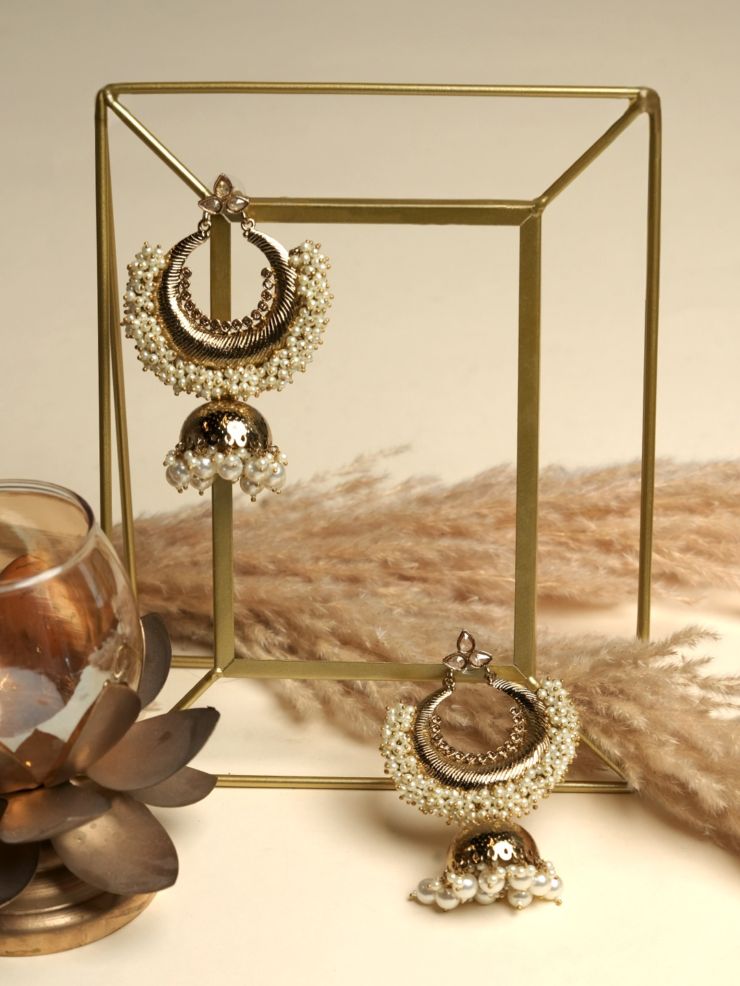 Golden Jhumki Style Earrings
