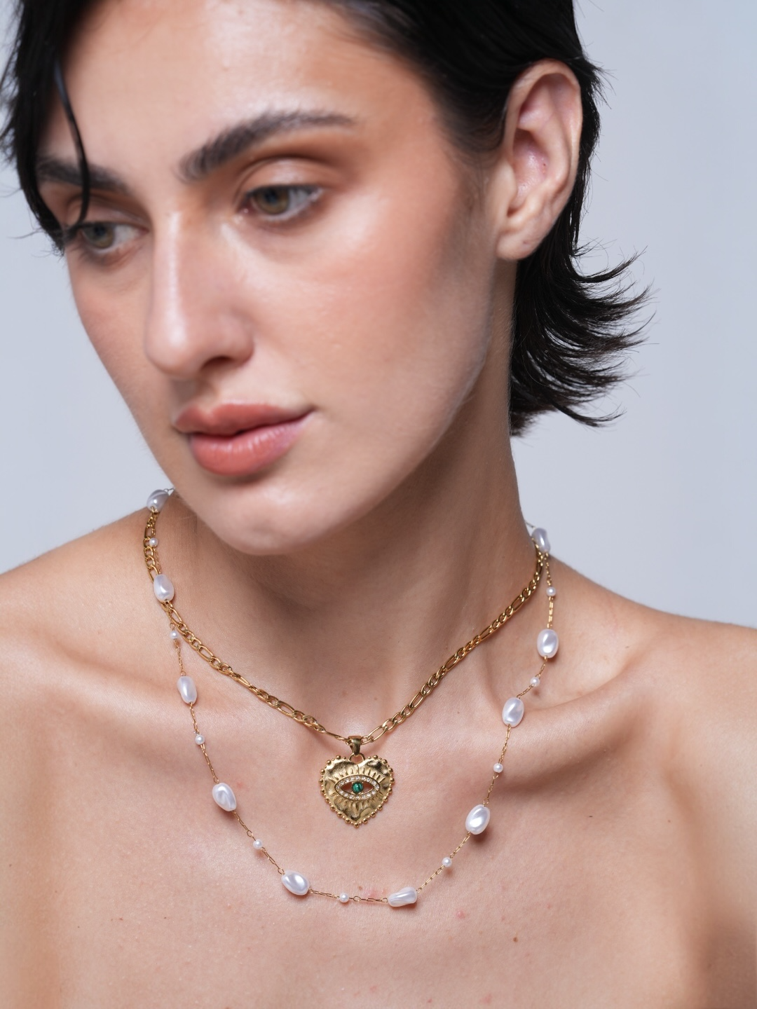 Double Layer Pearl Chain Necklace
