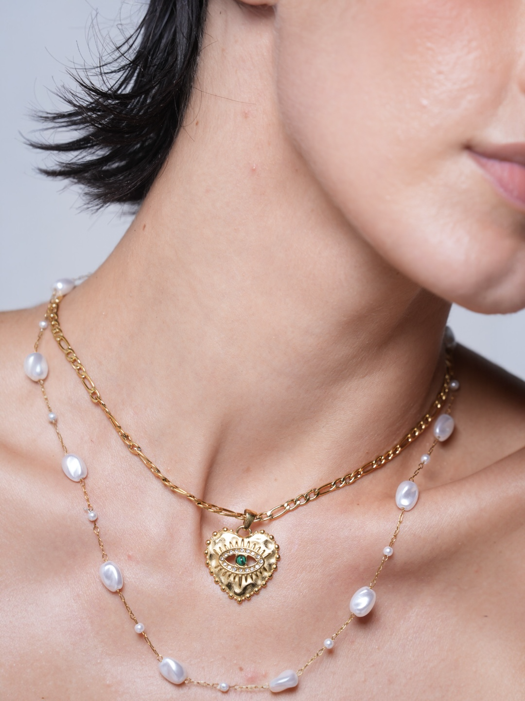 Double Layer Pearl Chain Necklace