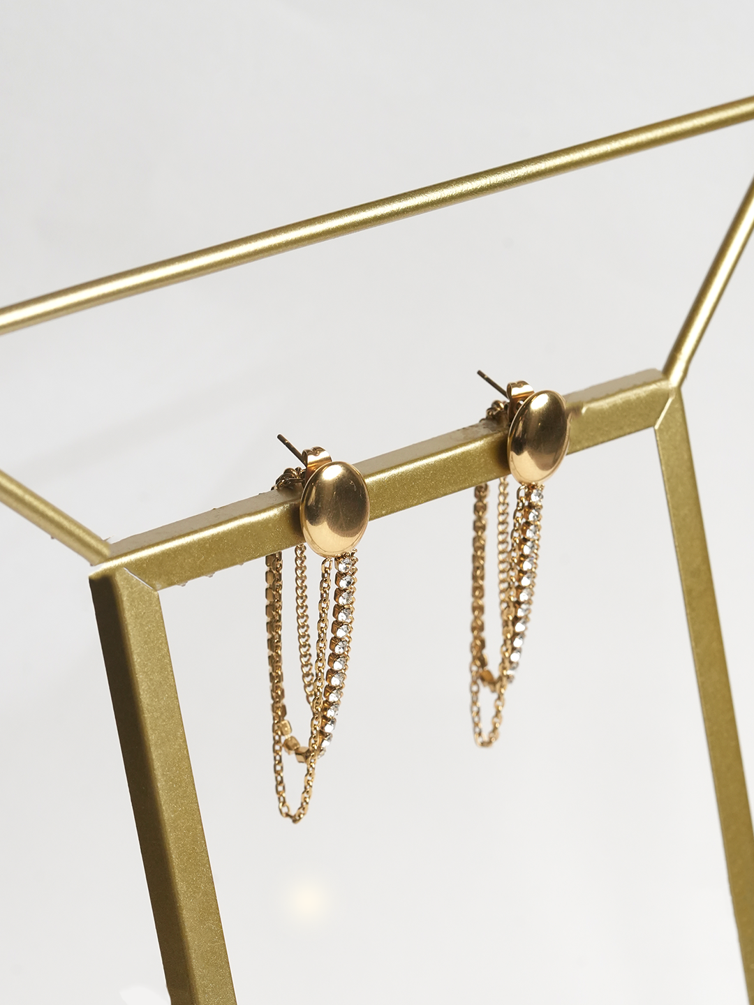 Long Drop Tassel Zircon Chain Earrings