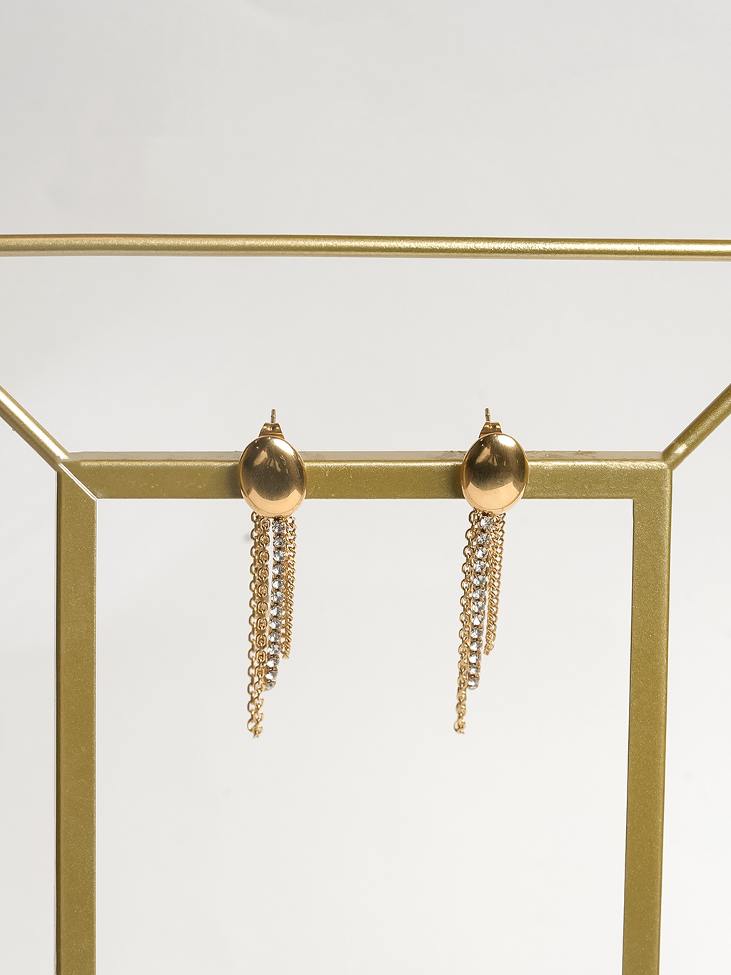 Long Drop Tassel Zircon Chain Earrings