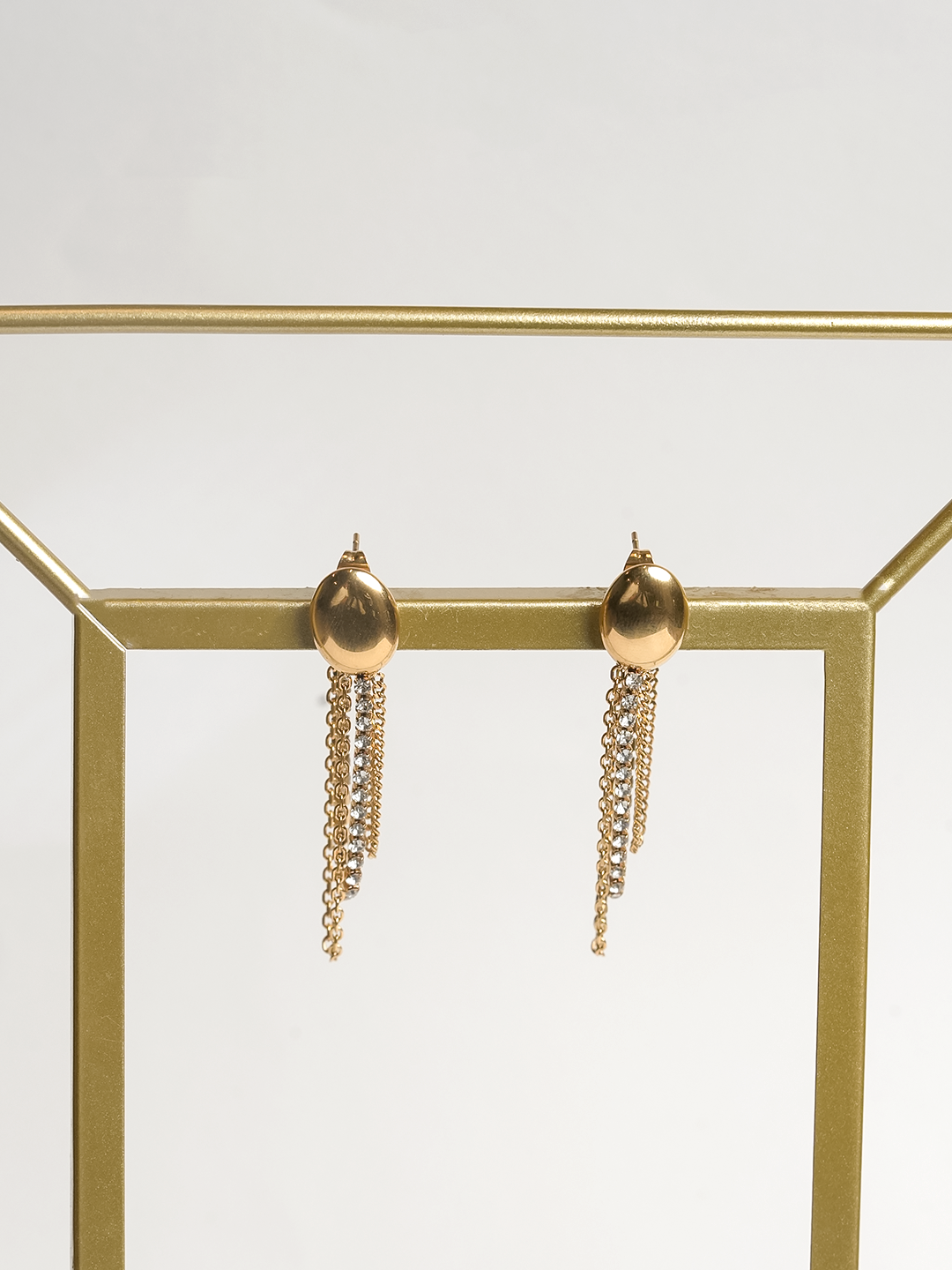 Long Drop Tassel Zircon Chain Earrings