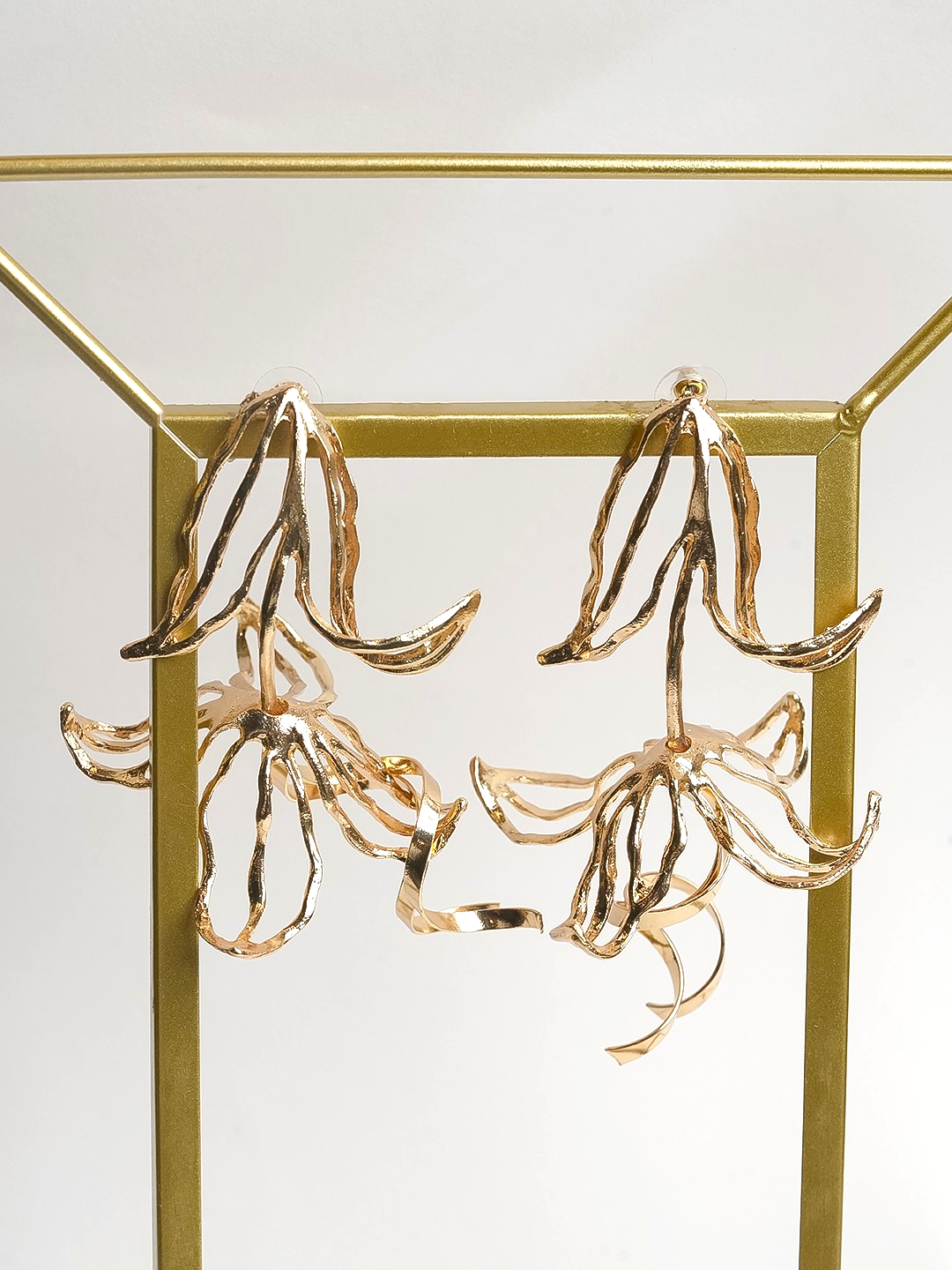 Metal Leaves Flower Earrings