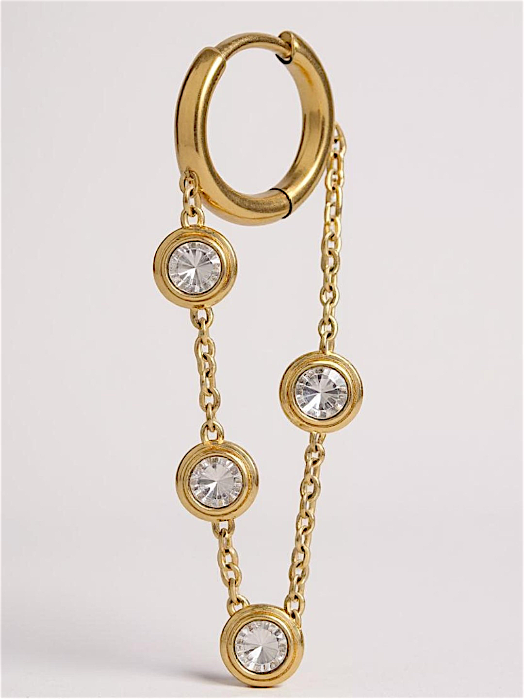 Round Hoop Zircon Chain Earrings