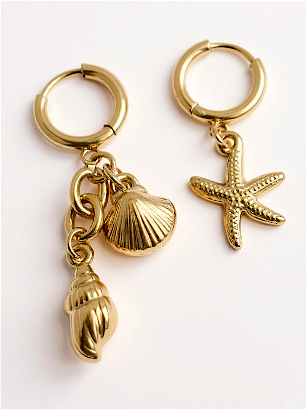 Star Seashell Drop Earrings
