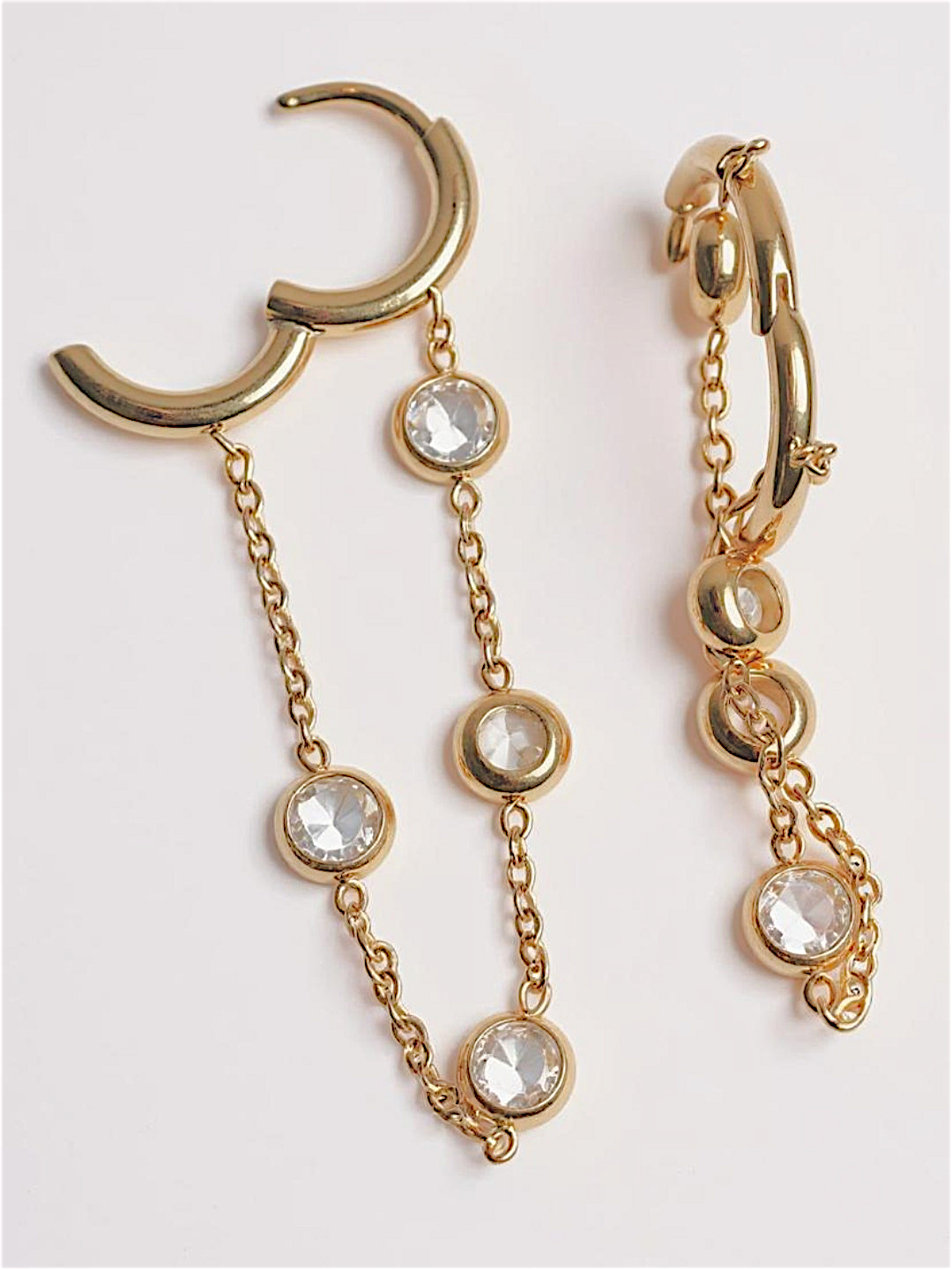Round Hoop Zircon Chain Earrings