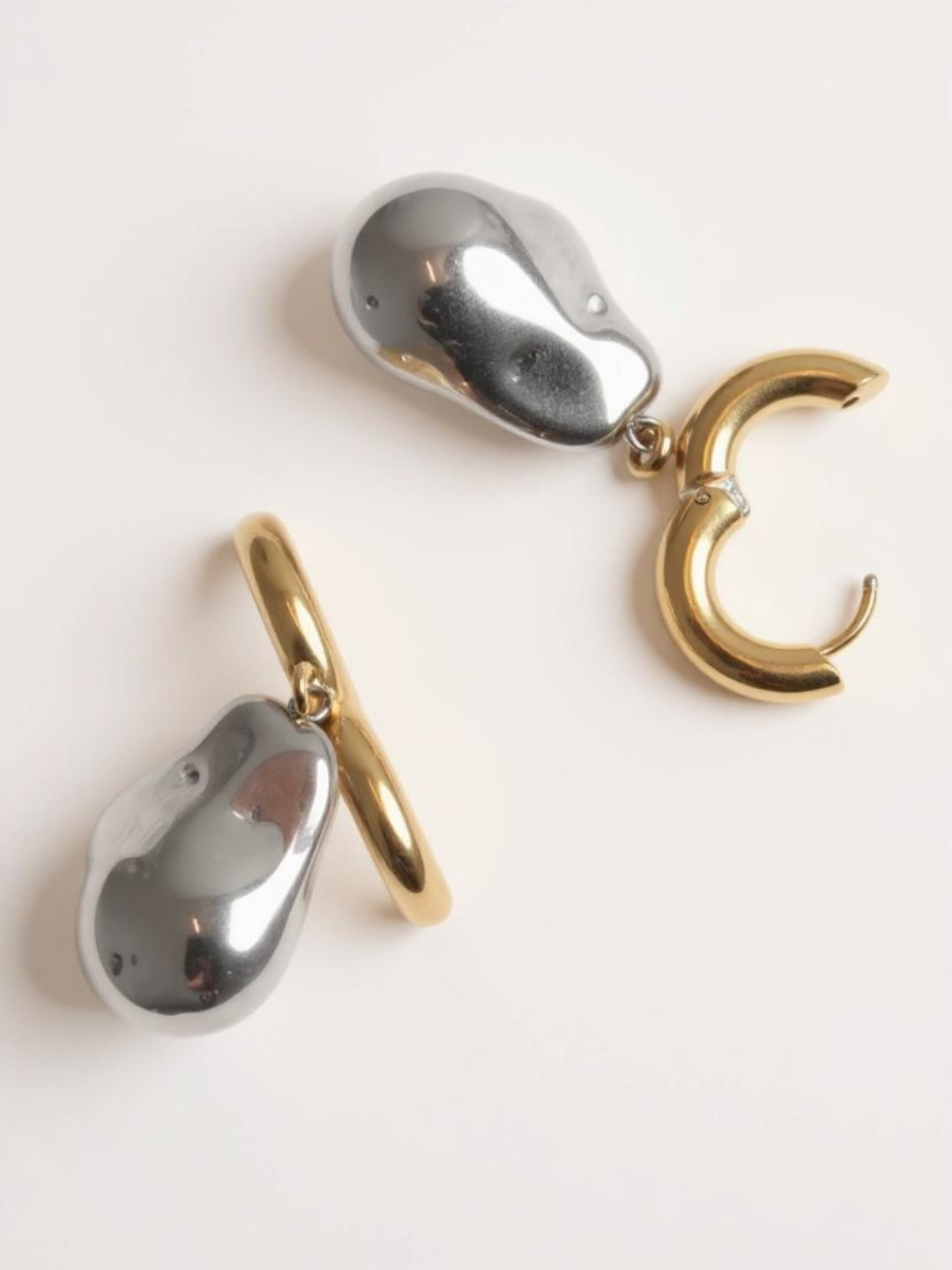Two Tone Big Bead Pendant Earrings