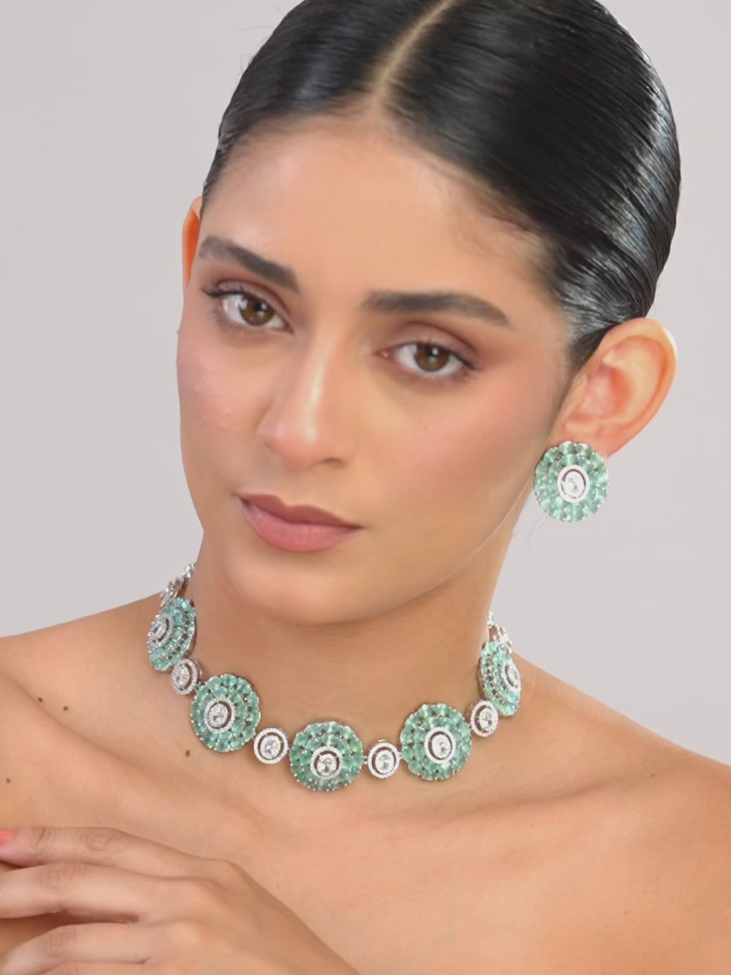 Aqua Rosette Necklace